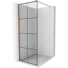 Mexen Kioto ścianka prysznicowa Walk-in 90 x 200 cm, czarna kratka 8 mm, miedź szczotkowana - 800-090-101-65-77