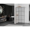 Mexen Kioto ścianka prysznicowa Walk-in 100 x 200 cm, czarna kratka 8 mm, miedź szczotkowana - 800-100-101-65-77
