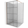 Mexen Kioto ścianka prysznicowa Walk-in 100 x 200 cm, czarna kratka 8 mm, miedź szczotkowana - 800-100-101-65-77