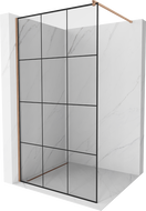 Mexen Kioto ścianka prysznicowa Walk-in 110 x 200 cm, czarna kratka 8 mm, miedź szczotkowana - 800-110-101-65-77