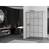 Mexen Kioto ścianka prysznicowa Walk-in 140 x 200 cm, czarna kratka 8 mm, miedź szczotkowana - 800-140-101-65-77