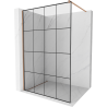Mexen Kioto ścianka prysznicowa Walk-in 150 x 200 cm, czarna kratka 8 mm, miedź szczotkowana - 800-150-101-65-77