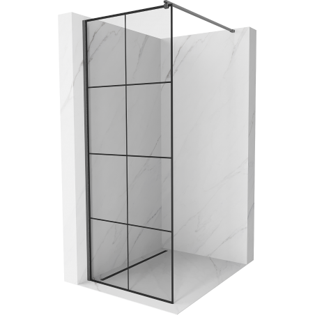 Mexen Kioto ścianka prysznicowa Walk-in 80 x 200 cm, czarna kratka 8 mm, gun gray szczotkowany - 800-080-101-66-77