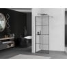 Mexen Kioto ścianka prysznicowa Walk-in 90 x 200 cm, czarna kratka 8 mm, gun gray szczotkowany - 800-090-101-66-77
