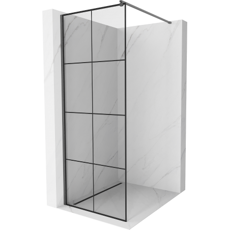 Mexen Kioto ścianka prysznicowa Walk-in 90 x 200 cm, czarna kratka 8 mm, gun gray szczotkowany - 800-090-101-66-77