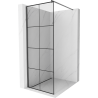 Mexen Kioto ścianka prysznicowa Walk-in 90 x 200 cm, czarna kratka 8 mm, gun gray szczotkowany - 800-090-101-66-77