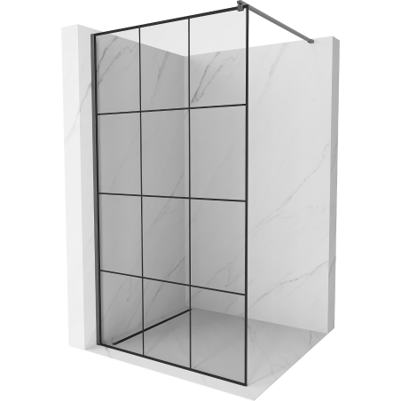 Mexen Kioto ścianka prysznicowa Walk-in 110 x 200 cm, czarna kratka 8 mm, gun gray szczotkowany - 800-110-101-66-77