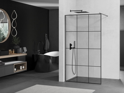 Mexen Kioto ścianka prysznicowa Walk-in 120 x 200 cm, czarna kratka 8 mm, gun gray szczotkowany - 800-120-101-66-77