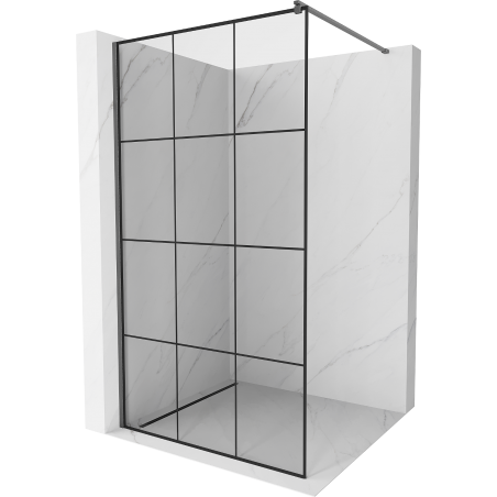Mexen Kioto ścianka prysznicowa Walk-in 120 x 200 cm, czarna kratka 8 mm, gun gray szczotkowany - 800-120-101-66-77