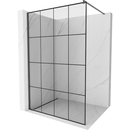 Mexen Kioto ścianka prysznicowa Walk-in 140 x 200 cm, czarna kratka 8 mm, gun gray szczotkowany - 800-140-101-66-77