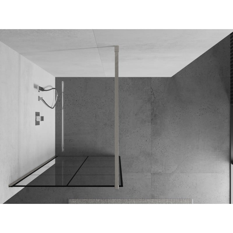 Mexen Kioto ścianka prysznicowa Walk-in 80 x 200 cm, czarna kratka8 mm, nikiel szczotkowany - 800-080-101-97-77