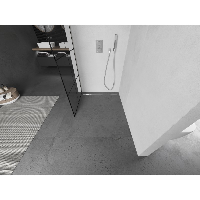 Mexen Kioto ścianka prysznicowa Walk-in 90 x 200 cm, czarna kratka 8 mm, nikiel szczotkowany - 800-090-101-97-77
