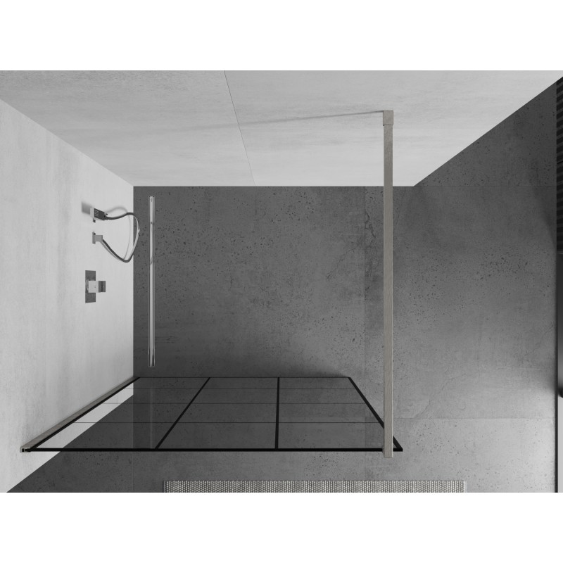 Mexen Kioto ścianka prysznicowa Walk-in 100 x 200 cm, czarna kratka 8 mm, nikiel szczotkowany - 800-100-101-97-77