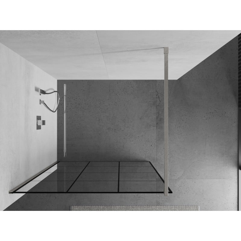 Mexen Kioto ścianka prysznicowa Walk-in 110 x 200 cm, czarna kratka 8 mm, nikiel szczotkowany - 800-110-101-97-77