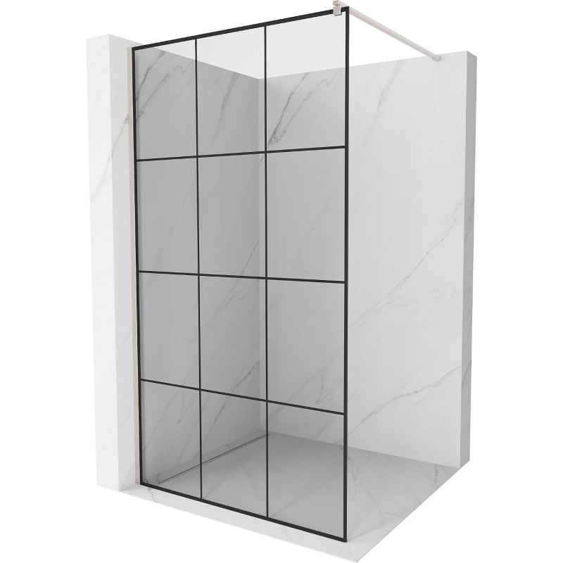 Mexen Kioto ścianka prysznicowa Walk-in 110 x 200 cm, czarna kratka 8 mm, nikiel szczotkowany - 800-110-101-97-77