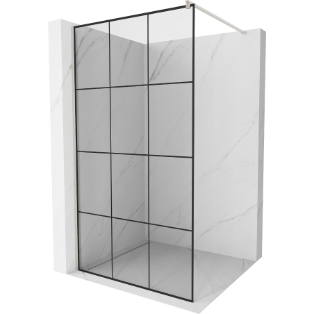 Mexen Kioto ścianka prysznicowa Walk-in 110 x 200 cm, czarna kratka 8 mm, nikiel szczotkowany - 800-110-101-97-77