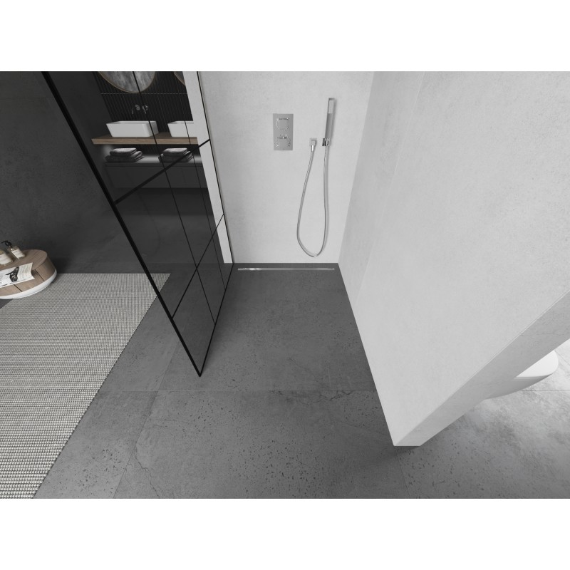Mexen Kioto ścianka prysznicowa Walk-in 120 x 200 cm, czarna kratka 8 mm, nikiel szczotkowany - 800-120-101-97-77