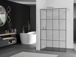 Mexen Kioto ścianka prysznicowa Walk-in 140 x 200 cm, czarna kratka 8 mm, nikiel szczotkowany - 800-140-101-97-77
