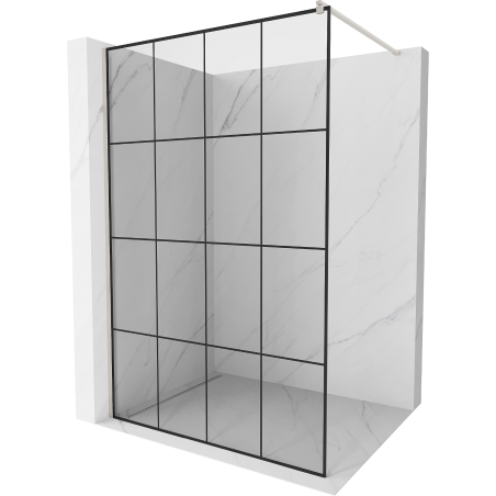 Mexen Kioto ścianka prysznicowa Walk-in 140 x 200 cm, czarna kratka 8 mm, nikiel szczotkowany - 800-140-101-97-77