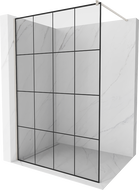 Mexen Kioto ścianka prysznicowa Walk-in 140 x 200 cm, czarna kratka 8 mm, nikiel szczotkowany - 800-140-101-97-77