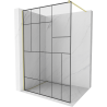 Mexen Kioto ścianka prysznicowa Walk-in 80 x 200 cm, czarny wzór 8 mm, złota szczotkowana - 800-080-101-55-78