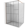 Mexen Kioto ścianka prysznicowa Walk-in 90 x 200 cm, czarny wzór 8 mm, miedź szczotkowana - 800-090-101-65-78