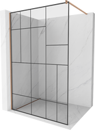 Mexen Kioto ścianka prysznicowa Walk-in 110 x 200 cm, czarny wzór 8 mm, miedź szczotkowana - 800-110-101-65-78