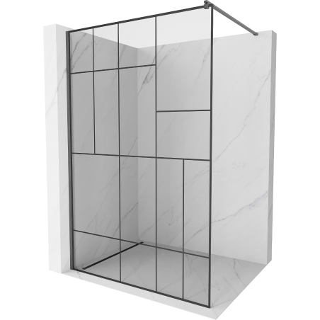 Mexen Kioto ścianka prysznicowa Walk-in 120 x 200 cm, czarny wzór 8 mm, gun gray szczotkowany - 800-120-101-66-78