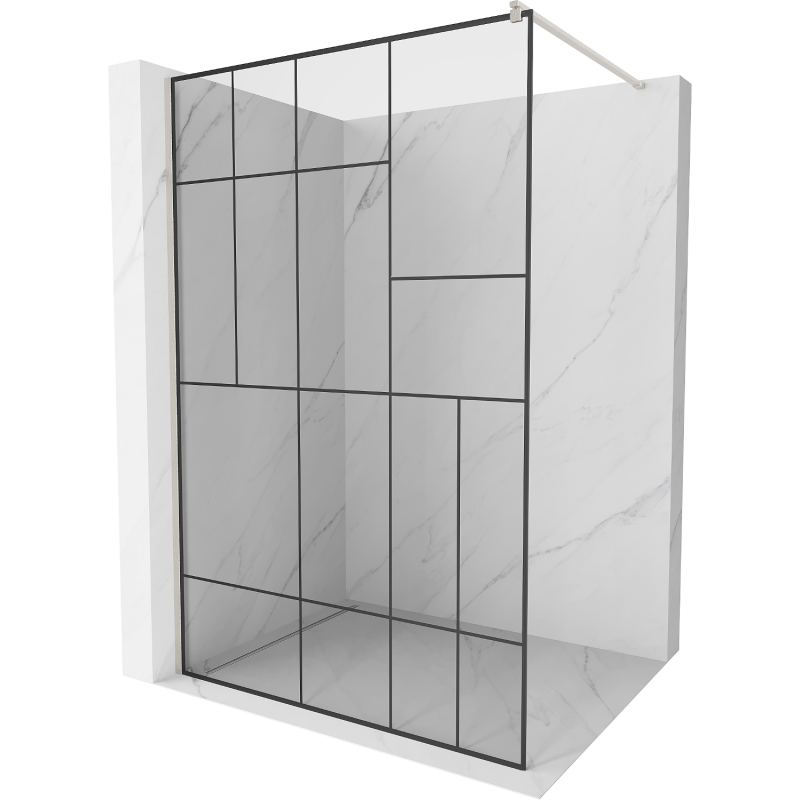 Mexen Kioto ścianka prysznicowa Walk-in 70 x 200 cm, czarny wzór 8 mm, nikiel szczotkowany - 800-070-101-97-78