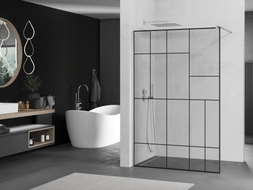 Mexen Kioto ścianka prysznicowa Walk-in 100 x 200 cm, czarny wzór 8 mm, nikiel szczotkowany - 800-100-101-97-78