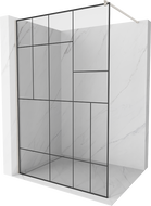 Mexen Kioto ścianka prysznicowa Walk-in 120 x 200 cm, czarny wzór 8 mm, nikiel szczotkowany - 800-120-101-97-78