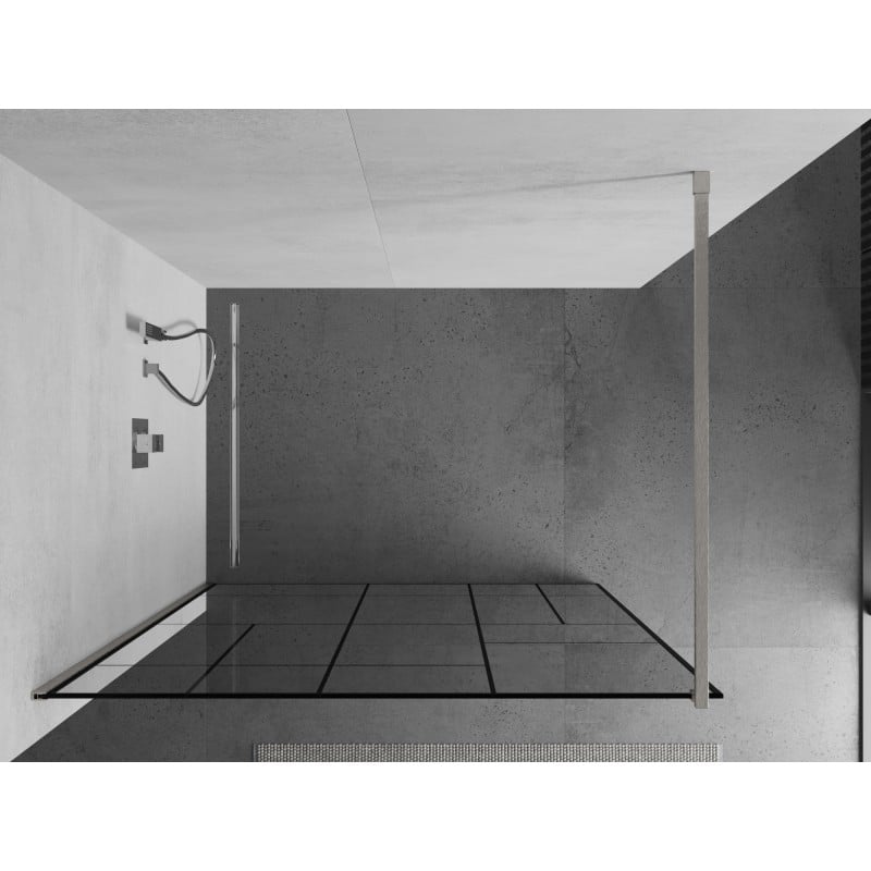 Mexen Kioto ścianka prysznicowa Walk-in 130 x 200 cm, czarny wzór 8 mm, nikiel szczotkowany - 800-130-101-97-78