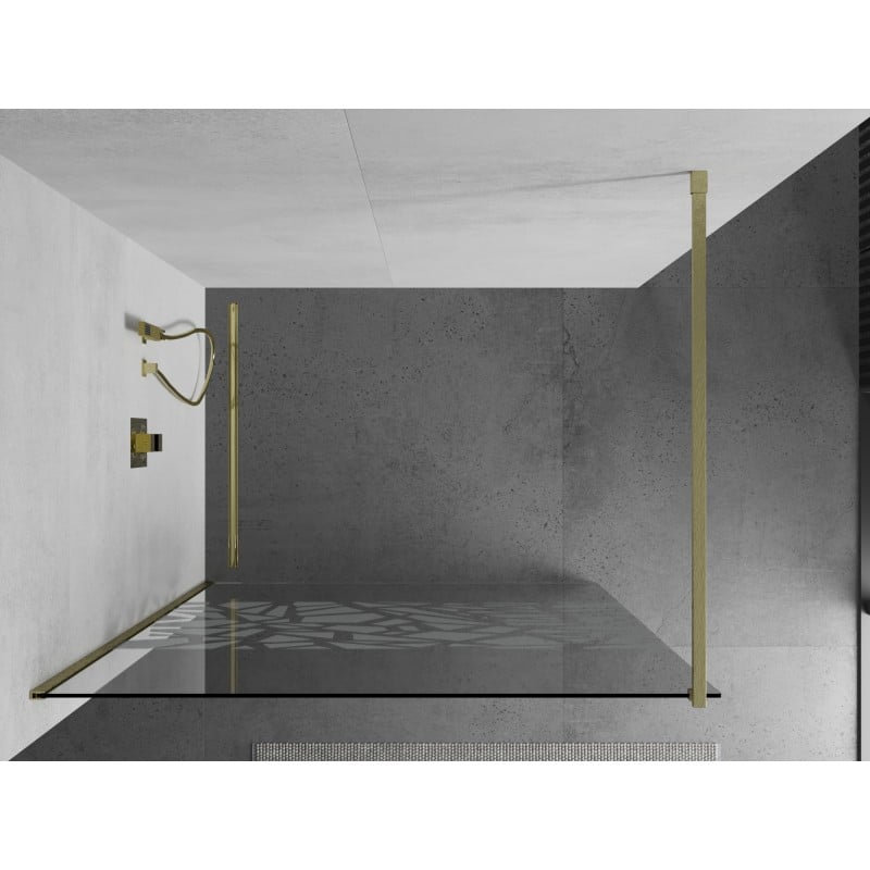 Mexen Kioto ścianka prysznicowa Walk-in 70 x 200 cm, biały wzór 8 mm, złota szczotkowana - 800-070-101-55-85