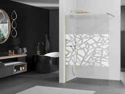 Mexen Kioto ścianka prysznicowa Walk-in 80 x 200 cm, biały wzór 8 mm, złota szczotkowana - 800-080-101-55-85
