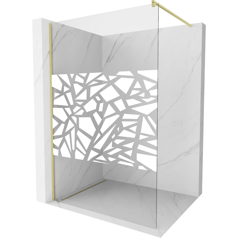 Mexen Kioto ścianka prysznicowa Walk-in 100 x 200 cm, biały wzór 8 mm, złota szczotkowana - 800-100-101-55-85
