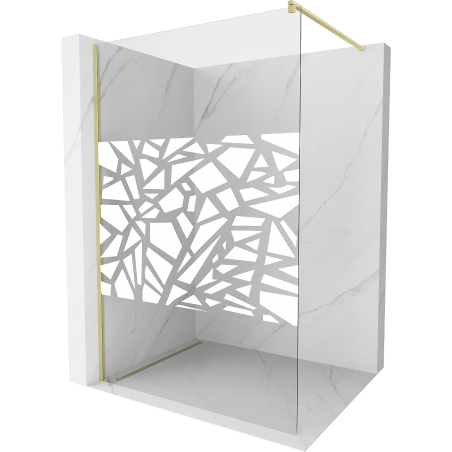 Mexen Kioto ścianka prysznicowa Walk-in 100 x 200 cm, biały wzór 8 mm, złota szczotkowana - 800-100-101-55-85