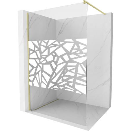 Mexen Kioto ścianka prysznicowa Walk-in 140 x 200 cm, biały wzór 8 mm, złota szczotkowana - 800-140-101-55-85