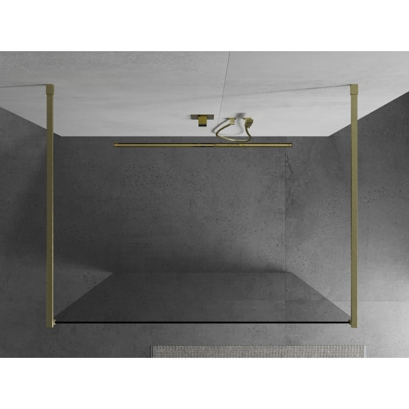 Mexen Kioto ścianka prysznicowa wolnostojąca 115 x 200 cm, transparent 8 mm, złota szczotkowana - 800-115-002-55-00