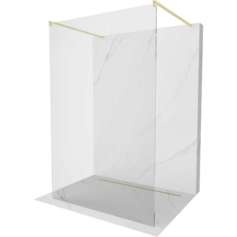 Mexen Kioto ścianka prysznicowa wolnostojąca 120 x 200 cm, transparent 8 mm, złota szczotkowana - 800-120-002-55-00