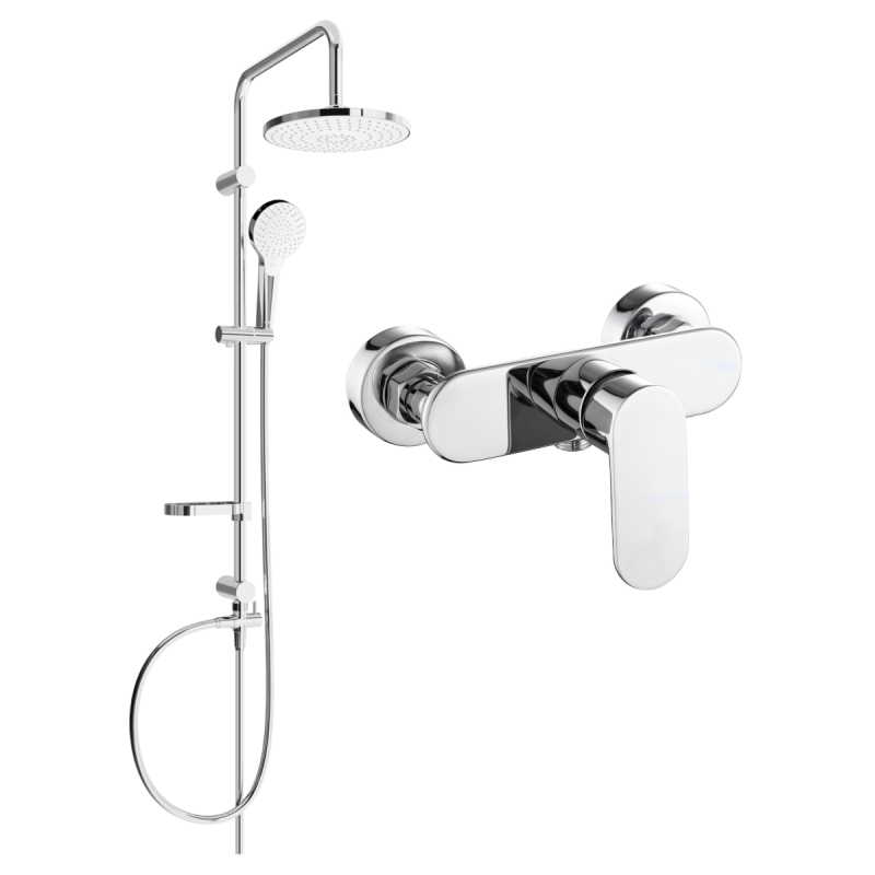 Mexen Erik zestaw prysznicowy natynkowy z deszczownicą i baterią prysznicową Milo, chrom - 71340205-00