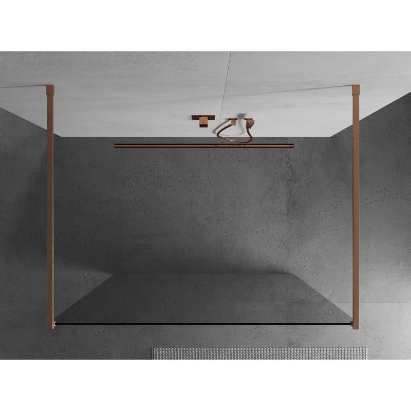 Mexen Kioto ścianka prysznicowa wolnostojąca 125 x 200 cm, transparent 8 mm, miedź szczotkowana - 800-125-002-65-00
