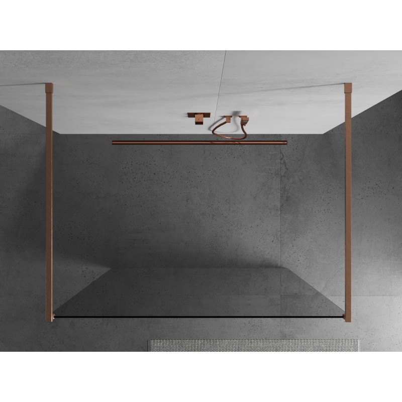 Mexen Kioto ścianka prysznicowa wolnostojąca 130 x 200 cm, transparent 8 mm, miedź szczotkowana - 800-130-002-65-00