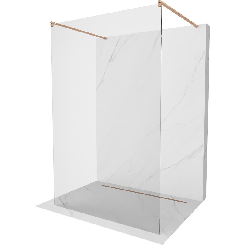 Mexen Kioto ścianka prysznicowa wolnostojąca 180 x 200 cm, transparent 8 mm, miedź szczotkowana - 800-180-002-65-00