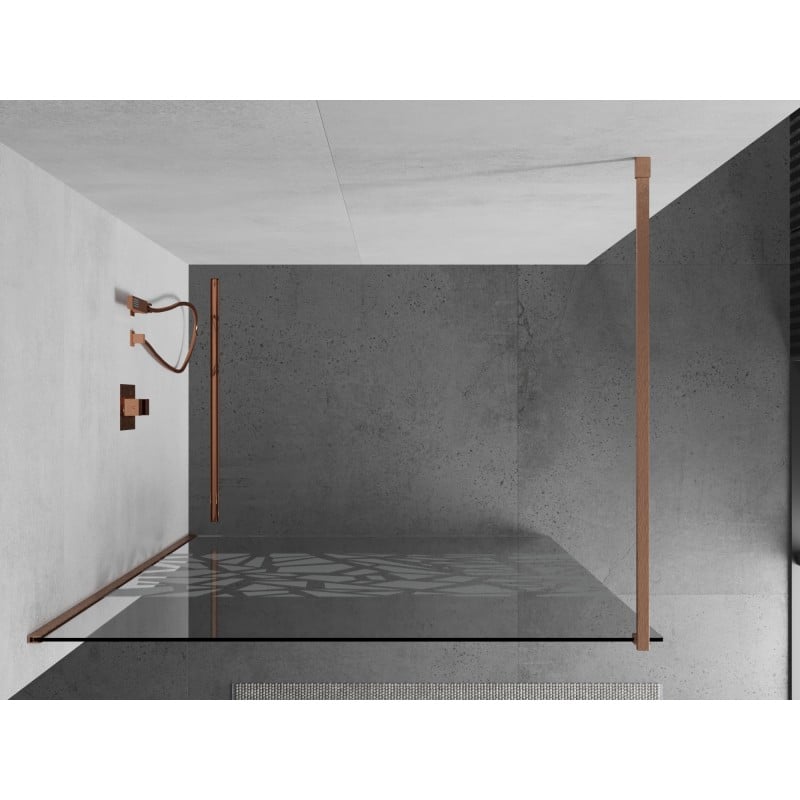 Mexen Kioto ścianka prysznicowa Walk-in 80 x 200 cm, biały wzór 8 mm, miedź szczotkowana - 800-080-101-65-85