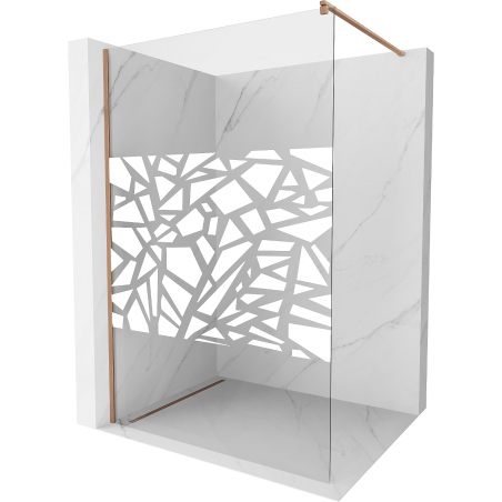 Mexen Kioto ścianka prysznicowa Walk-in 90 x 200 cm, biały wzór 8 mm, miedź szczotkowana - 800-090-101-65-85