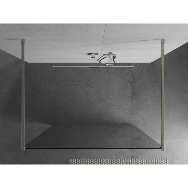 Mexen Kioto ścianka prysznicowa wolnostojąca 125 x 200 cm, transparent 8 mm, nikiel szczotkowany - 800-125-002-97-00