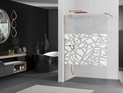 Mexen Kioto ścianka prysznicowa Walk-in 130 x 200 cm, biały wzór 8 mm, miedź szczotkowana - 800-130-101-65-85