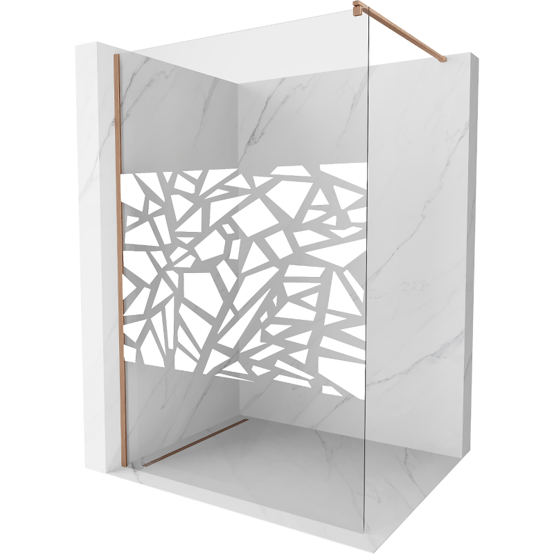 Mexen Kioto ścianka prysznicowa Walk-in 130 x 200 cm, biały wzór 8 mm, miedź szczotkowana - 800-130-101-65-85