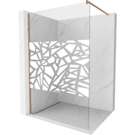 Mexen Kioto ścianka prysznicowa Walk-in 130 x 200 cm, biały wzór 8 mm, miedź szczotkowana - 800-130-101-65-85