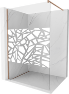 Mexen Kioto ścianka prysznicowa Walk-in 140 x 200 cm, biały wzór 8 mm, miedź szczotkowana - 800-140-101-65-85